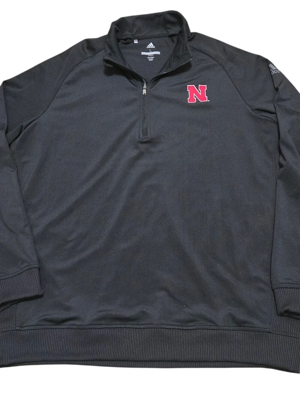 Adidas Golf Nebraska Cornhuskers 1/4 Zip Pullover Jacket, Men's Large, Black